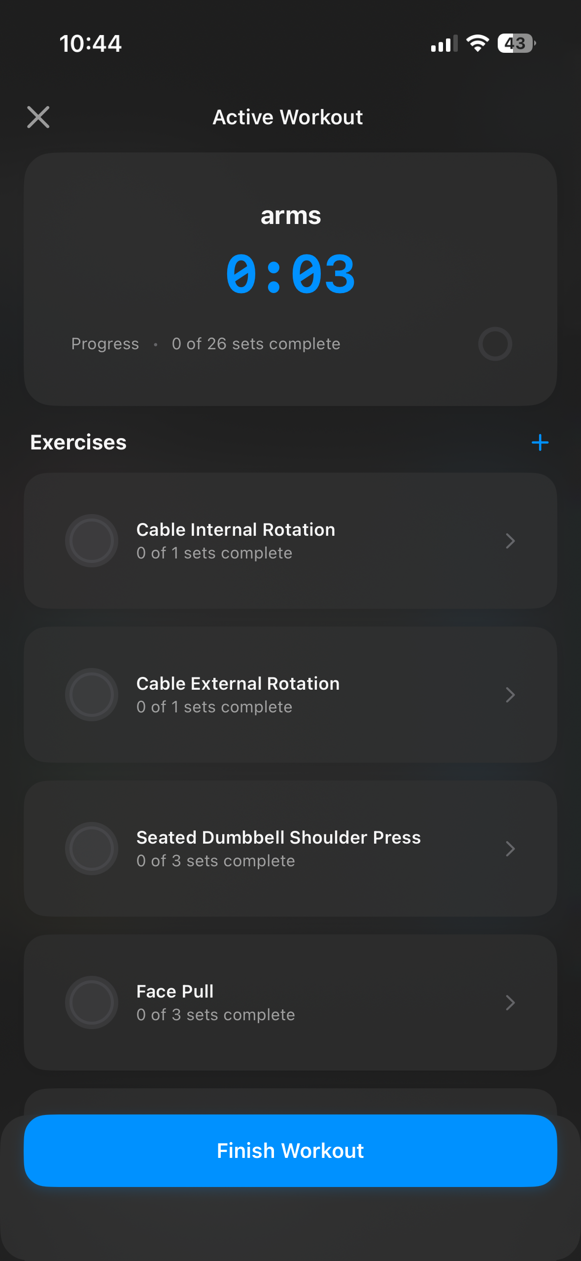 Workouts App Screenshot 1