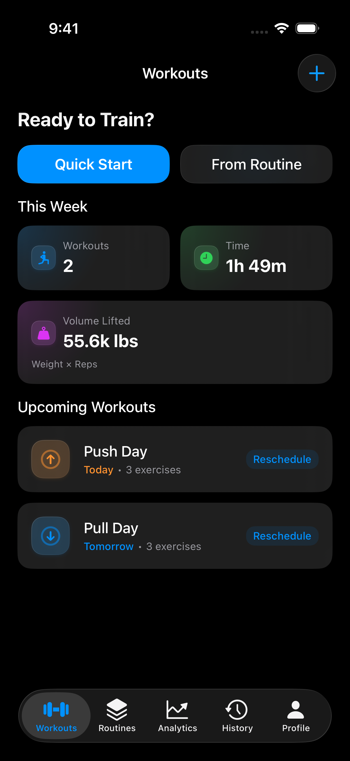 Workouts App Screenshot 1