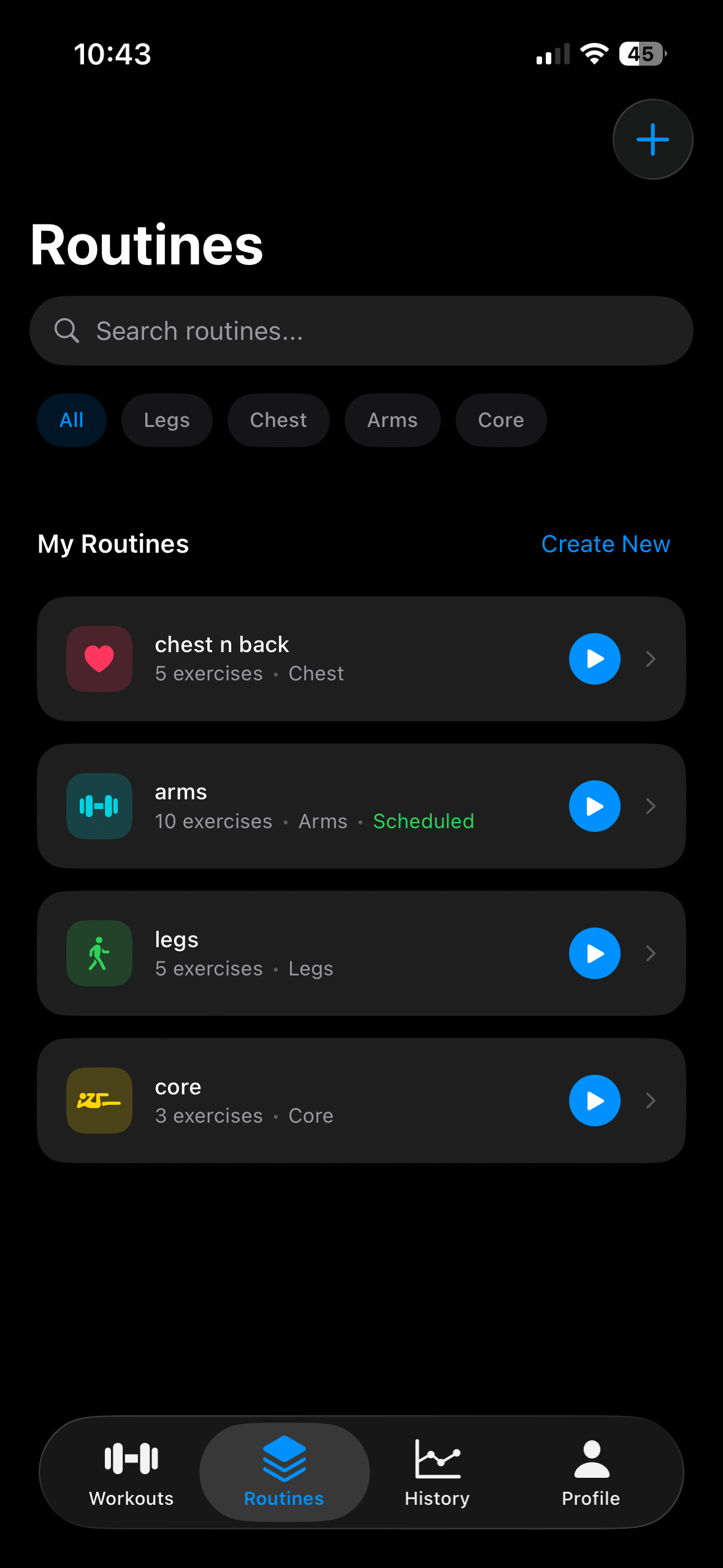 Workouts App Screenshot 2