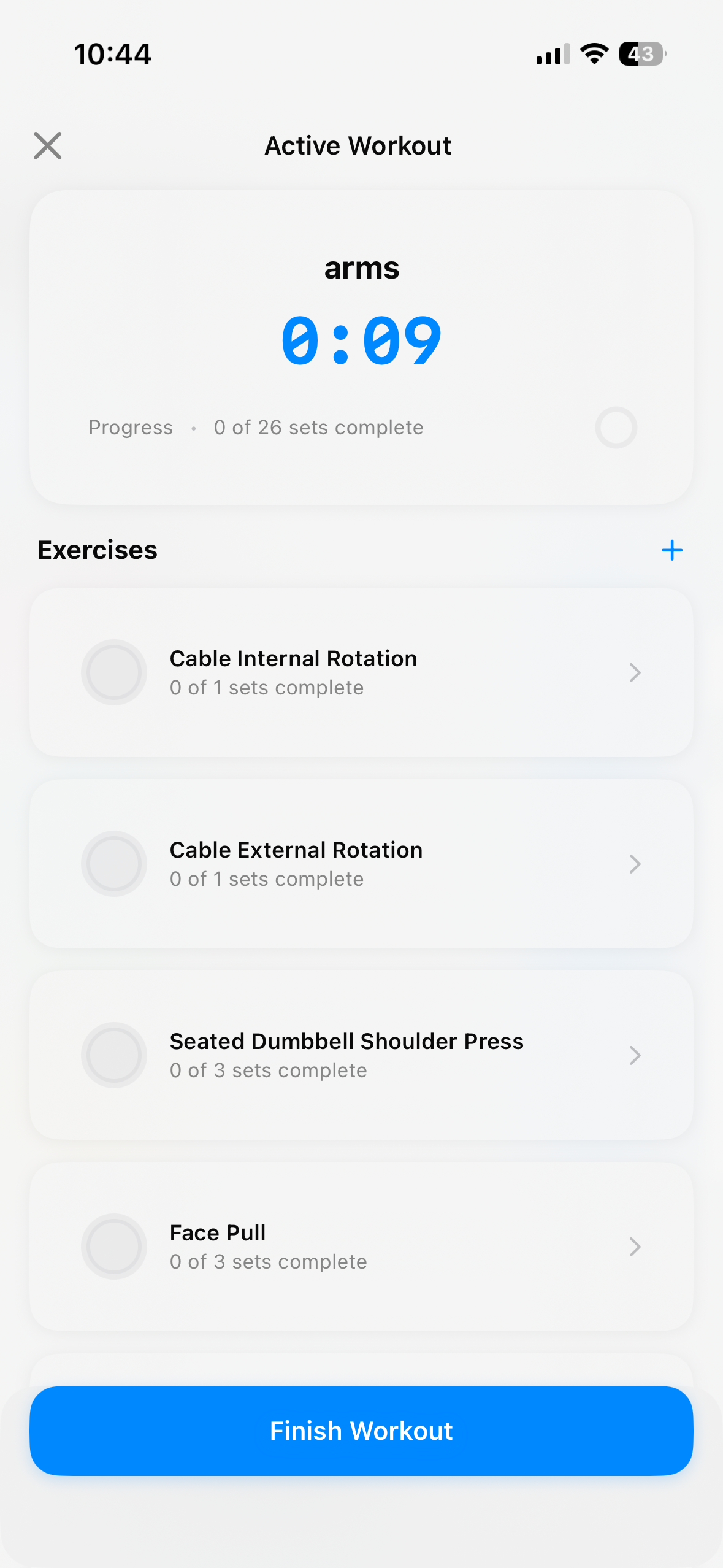 Workouts App Screenshot 1