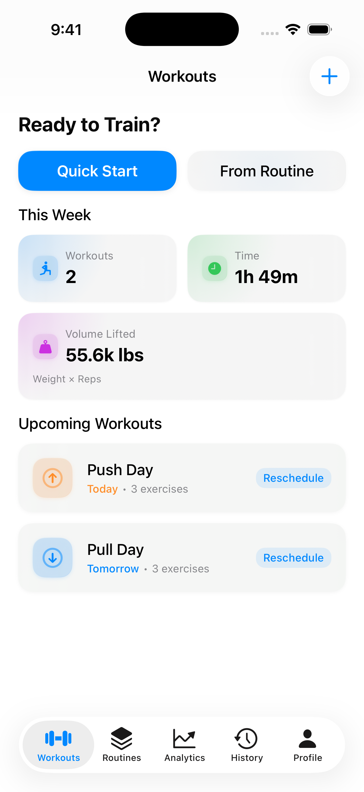 Workouts App Screenshot 1