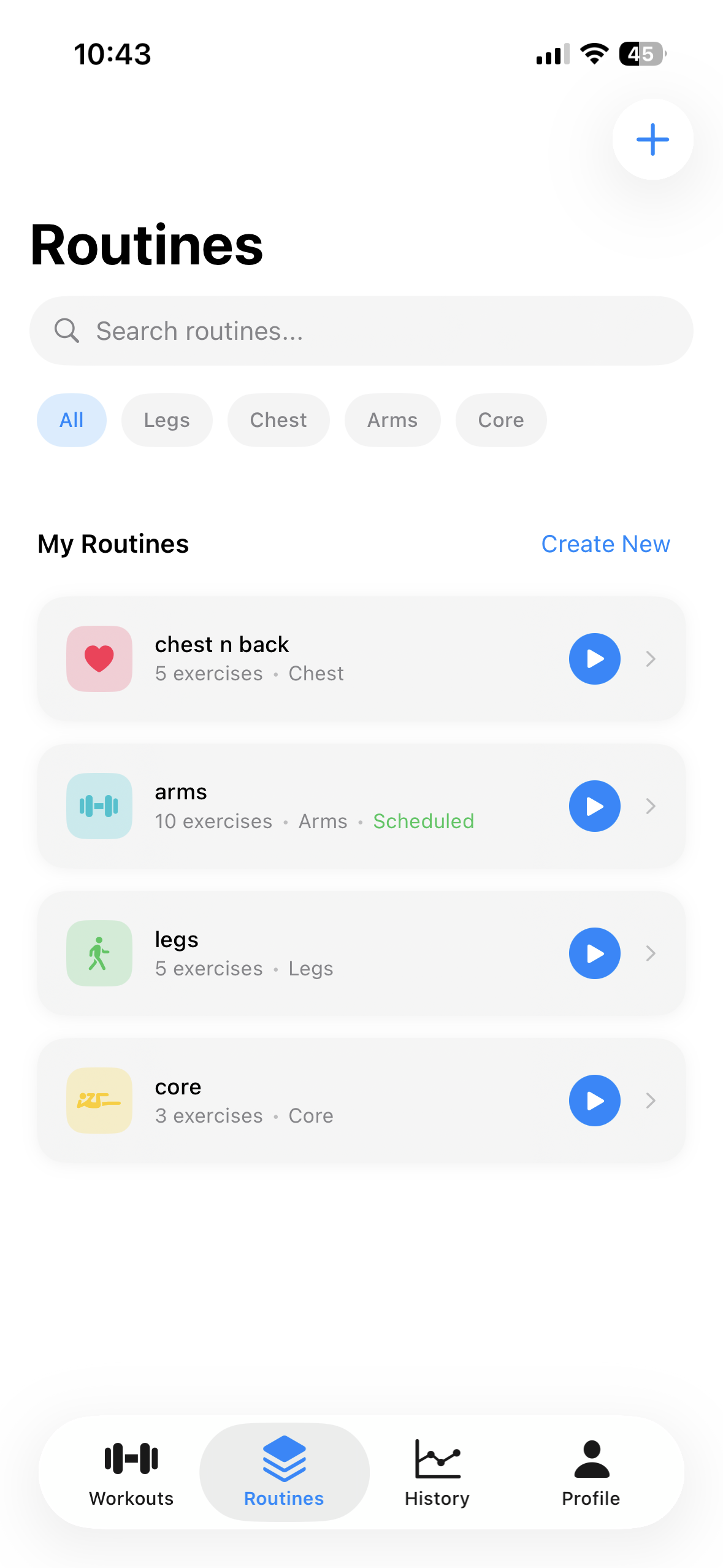 Workouts App Screenshot 2